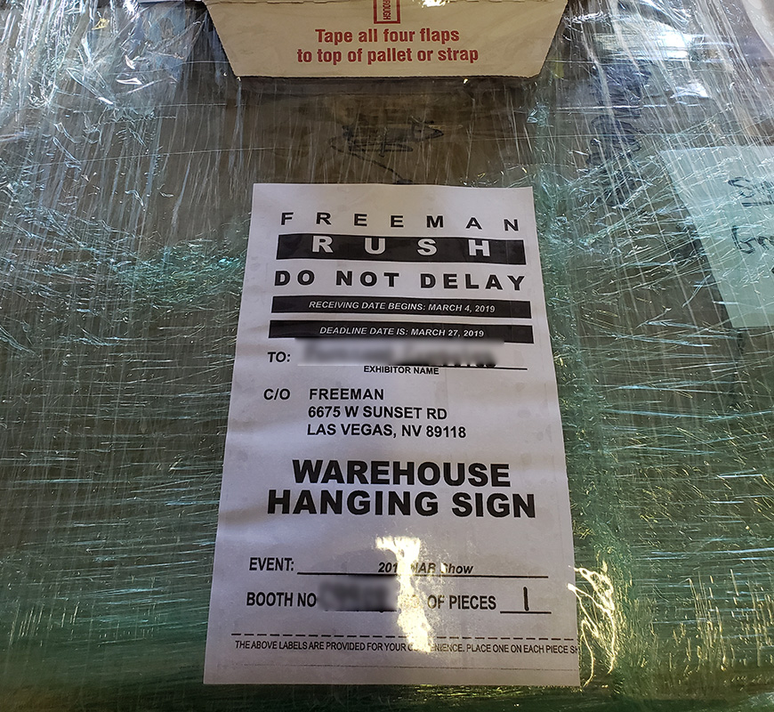 Adding Advance Shipment Warehouse Label to Outside of Trade Show Freight