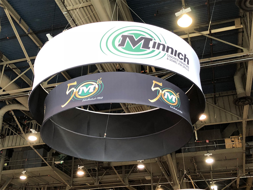 Round Trade Show Hanging Sign