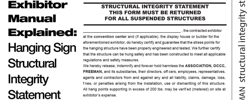 Exhibitor Manual Explained- Hanging Sign Structural Integrity Statement