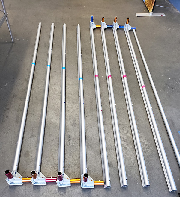 Casonara WaveLight Display with Poles Layed Out and Ready for Assembly