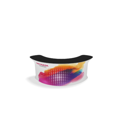 Waveline InfoDesk Counter – 4 Panel Curved Convex Graphic