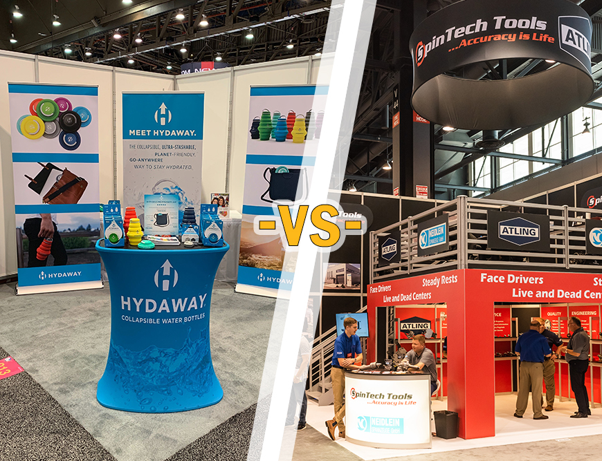 Smaller budget trade show booth versus a high budget trade show booth