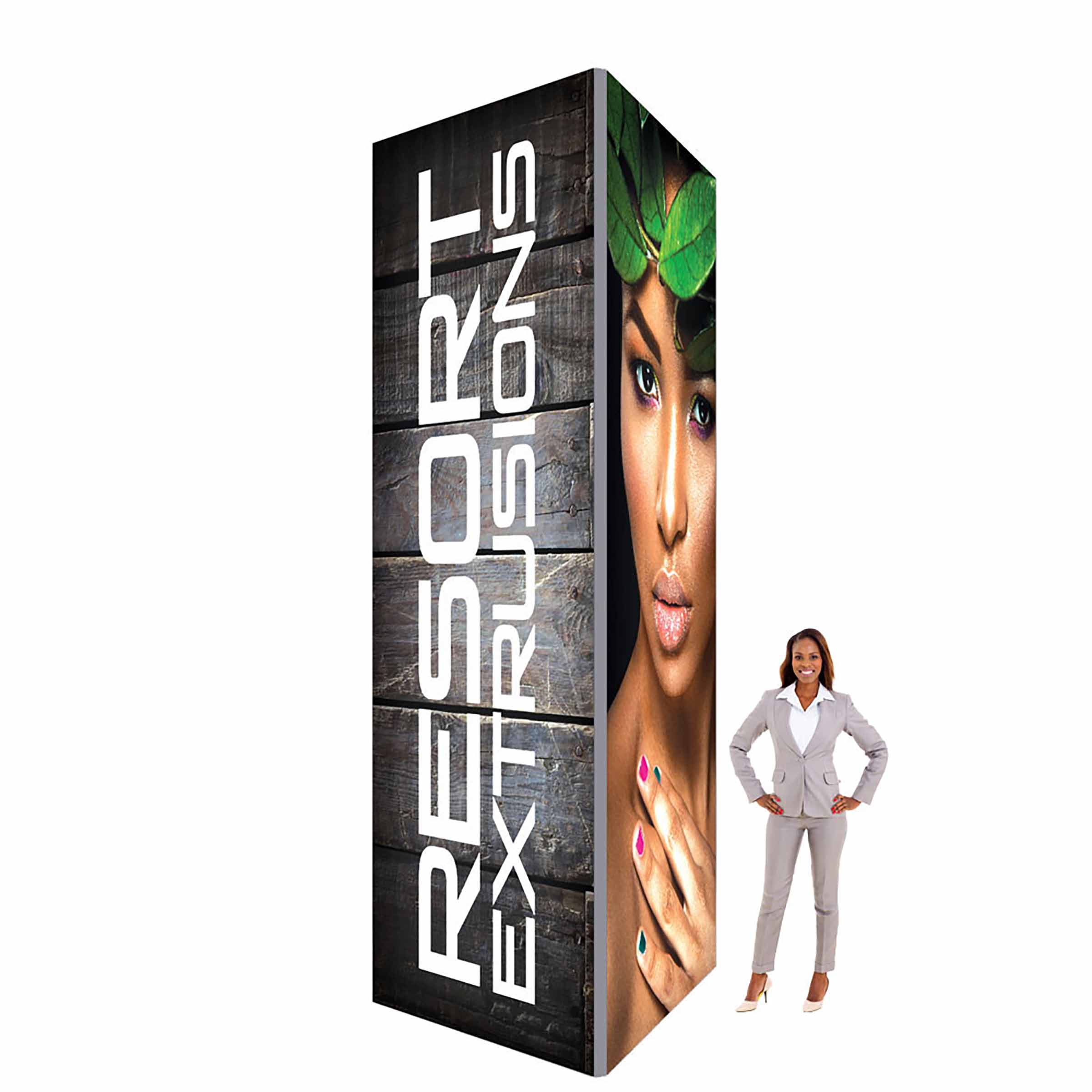 4ft X 14ft SEG (Silicone Edge Graphic) Square Backlit Silver Frame Tower Package