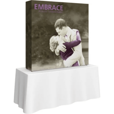 Embrace 5ft Square Tabletop Push-Fit Tension Fabric Display with Endcap Package