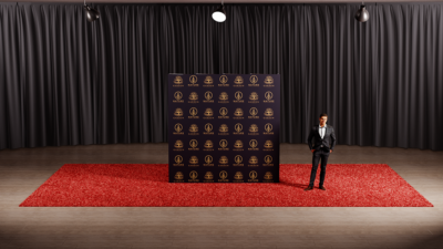 Step and Repeat RPL Fabric Pop Up 10ft wide X 10ft tall - FrontStep and Repeat RPL Fabric Pop Up 10ft wide X 10ft tall - Front