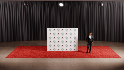 Step and Repeat RPL Fabric Pop Up 10ft wide X 7.5ft tall - Front