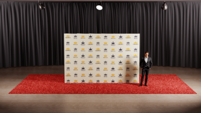 Step and Repeat RPL Fabric Pop Up 15ft wide X 7.5ft tall - Front