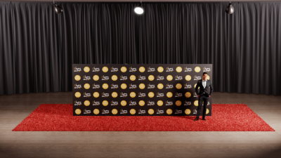 Step and Repeat RPL Fabric Pop Up 20ft wide X 7.5ft tall - Front